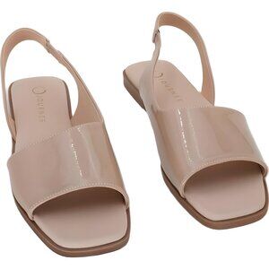 Journee Patent Slingback Flat Sandals Nude Cream US 6.5M